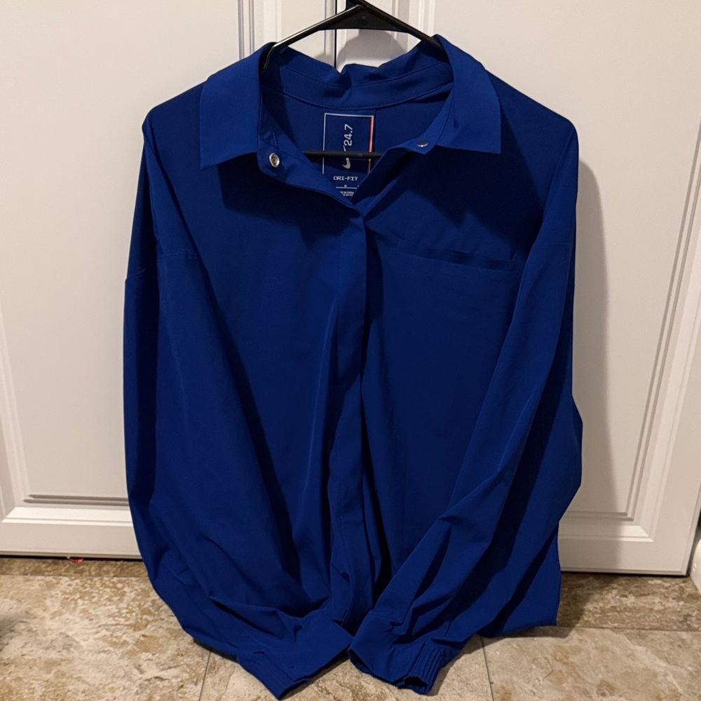 NWT Nike Women’s Royal Blue Oversized Button Up Blouse - Sz M